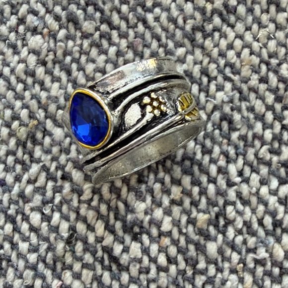 Beachy Silver Rings with Blue and Turquoise Stones size 8 - Picture 2 of 3